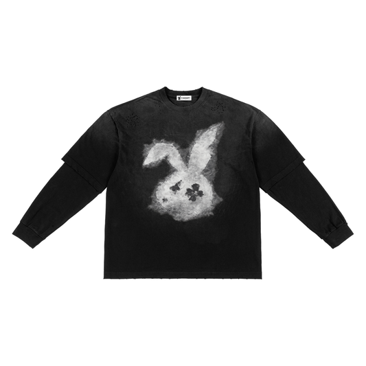 BROKEN BUNNY SUNFADE HAND-FRAYED TWO-PIECE T-SHIRT